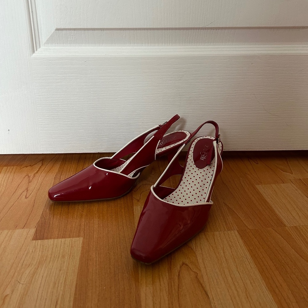 Vintage Red Patent Slingback Kitten Heels